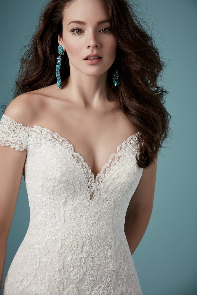 Detail on Maeleigh Wedding Dress from the Maggie Sottero Ambrose Fall 2019 Bridal Collection