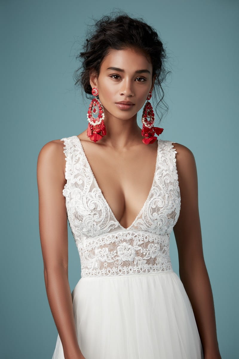 Detail on Maureen Wedding Dress from the Maggie Sottero Ambrose Fall 2019 Bridal Collection