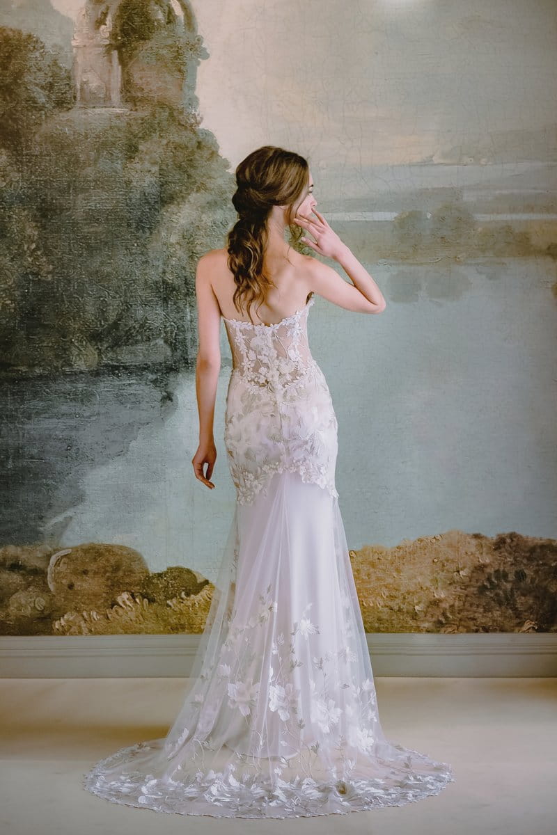 Back of Odessa Wedding Dress from the Claire Pettibone Timeless Bride 2019 Bridal Collection