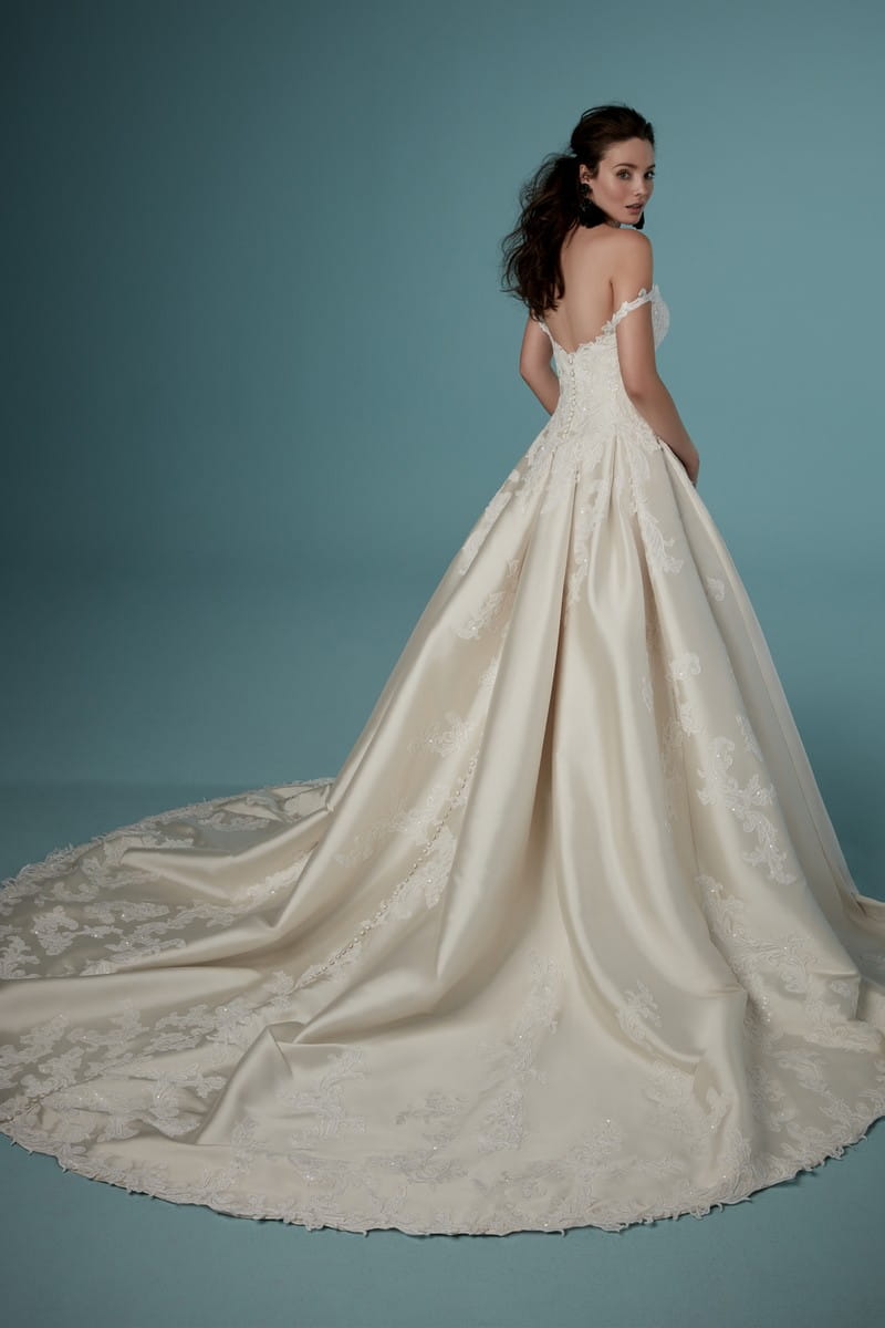 Back of Sheridan Wedding Dress with Detachable Sleeves from the Maggie Sottero Ambrose Fall 2019 Bridal Collection