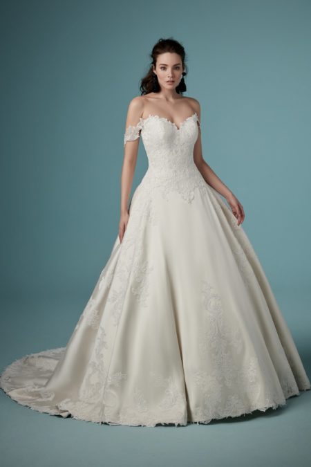 Sheridan Wedding Dress with Detachable Sleeves from the Maggie Sottero Ambrose Fall 2019 Bridal Collection