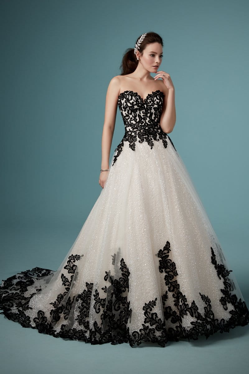 Tristyn Wedding Dress in Black Over Champagne from the Maggie Sottero Ambrose Fall 2019 Bridal Collection