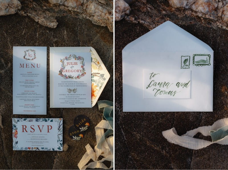 Stationery for beach elopement