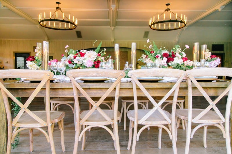 Wooden wedding table and chairs