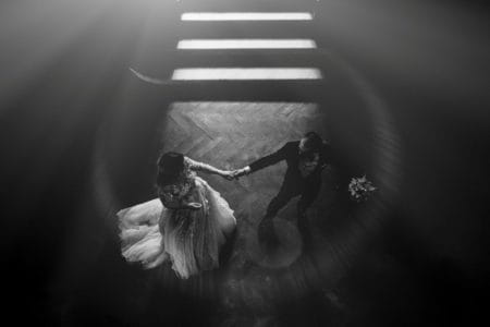 Aerial shot of bride and groom first dance - Picture by Rares Ion