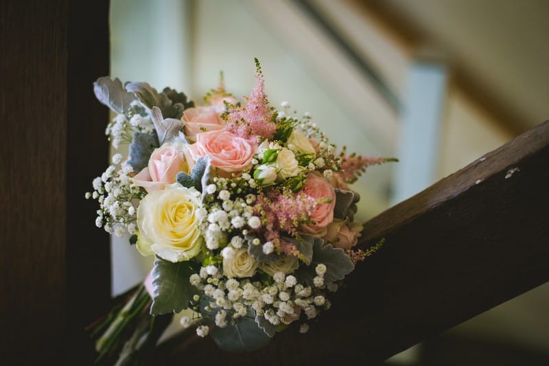 Bridal bouquet with pink and white flowers