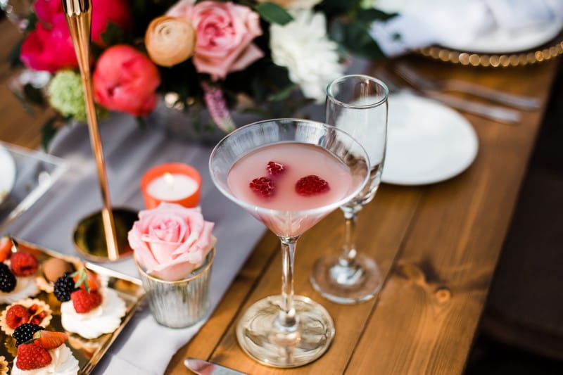 Pink drink on wedding table