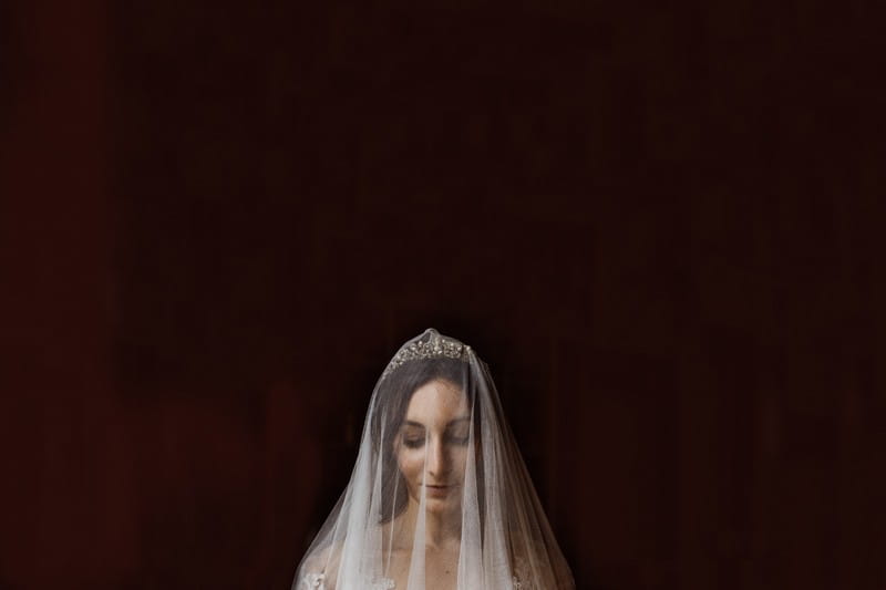 Bride with veil over her face