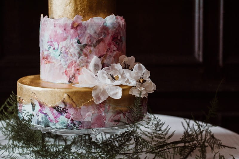 Wedding cake decorated with floral design