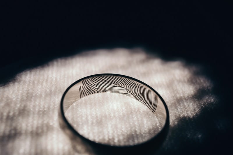 Wedding ring with fingerprint