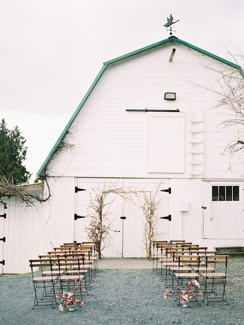 Wedding ceremony seating outside DeLille Cellars