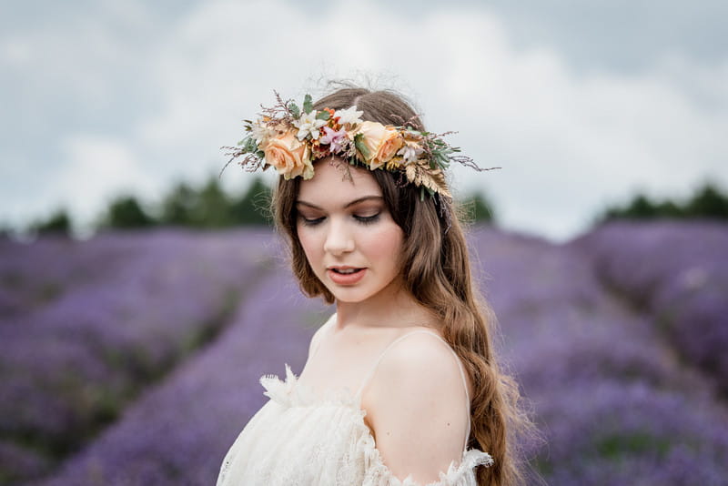 Bride wearing flower crown