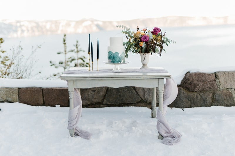 Cake table in snow