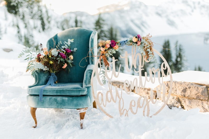 Chair and hoop sign in snow