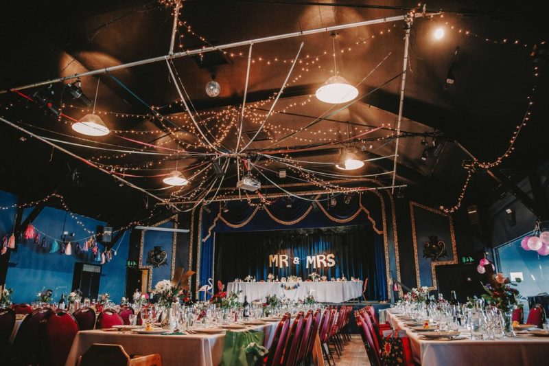 Wedding breakfast seating in the Marine Theatre in Lyme Regis