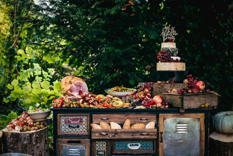 Feast table full of wedding food