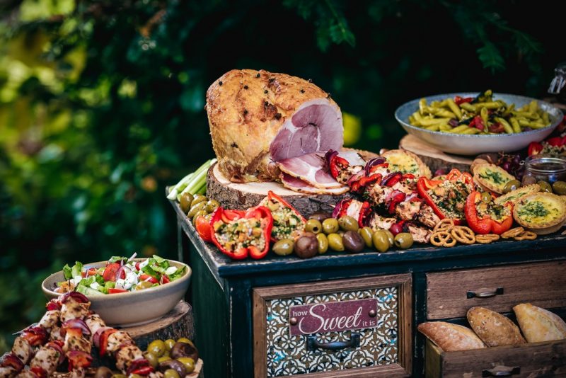 Food on top of feast table