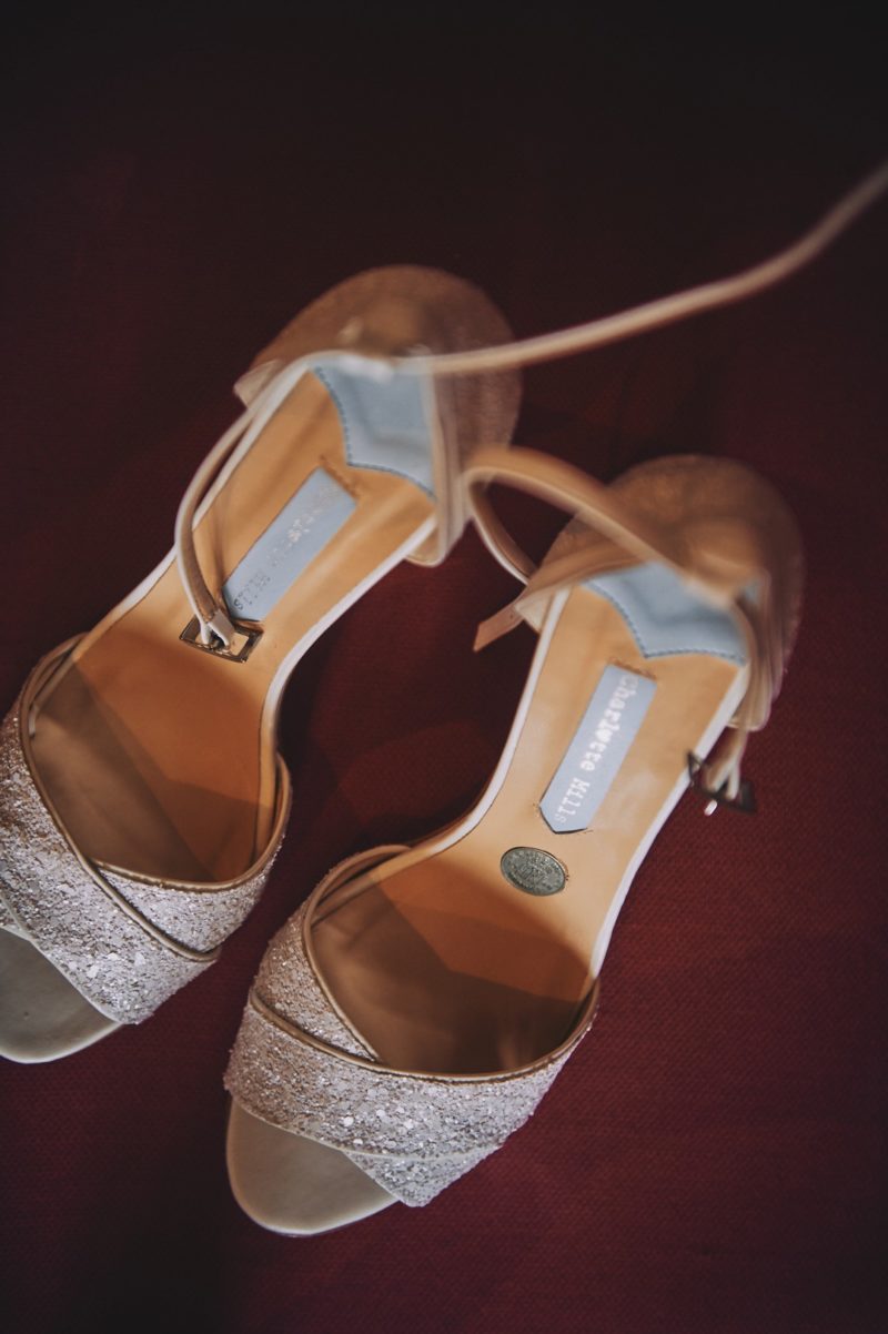 Wedding shoes with sixpence in them