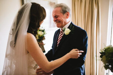 Father crying when he sees daughter in wedding dress - Picture by Kristian Leven Photography