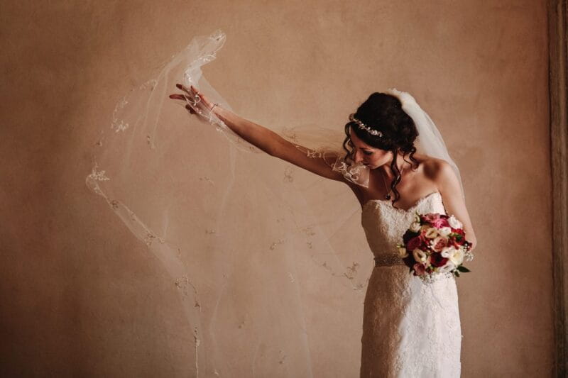 Bride pulling out veil - Picture by Andy Gaines