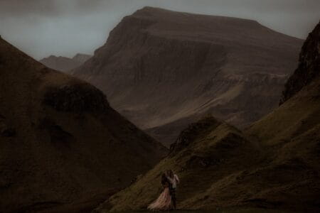 Bride and groom at The Quiraing on The Isle of Skye - Picture by Lilly Wilson Photography